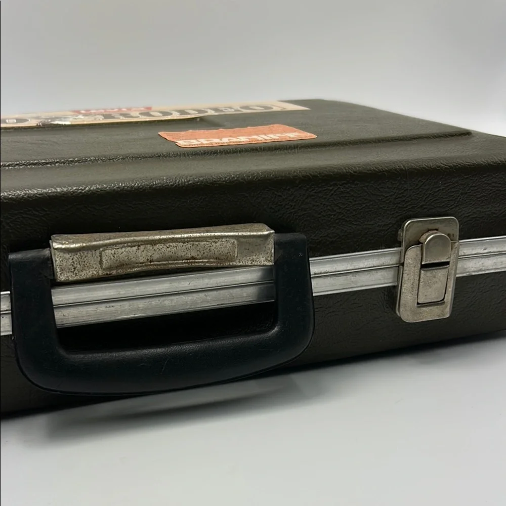 Vintage Briefcase Olive Green Plastic Small Case Silver Hardware